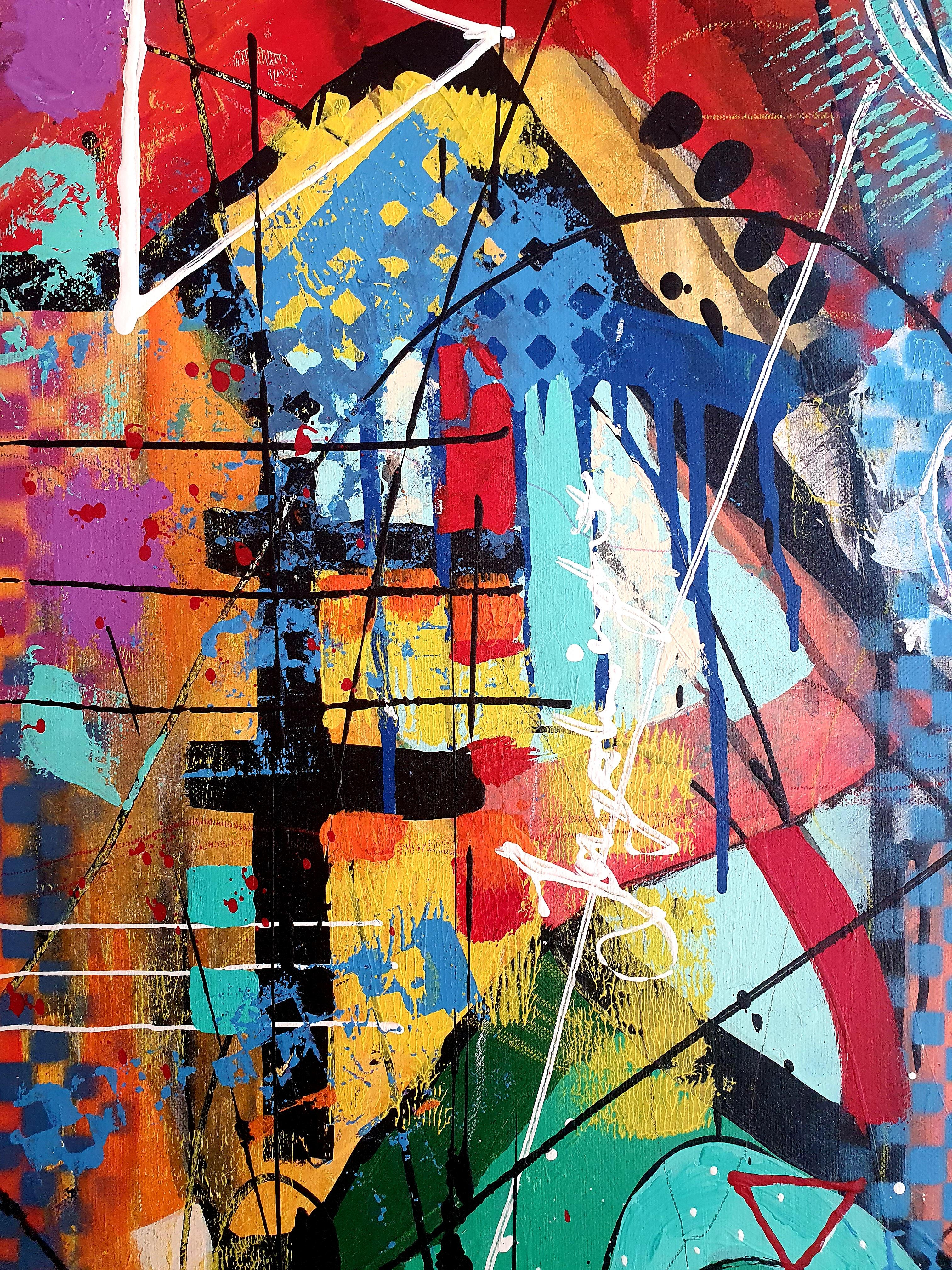 I guardiani della memoria - Pittura astratta - Investimenti colorati contemporanei - Painting Astratto di Karnish Art