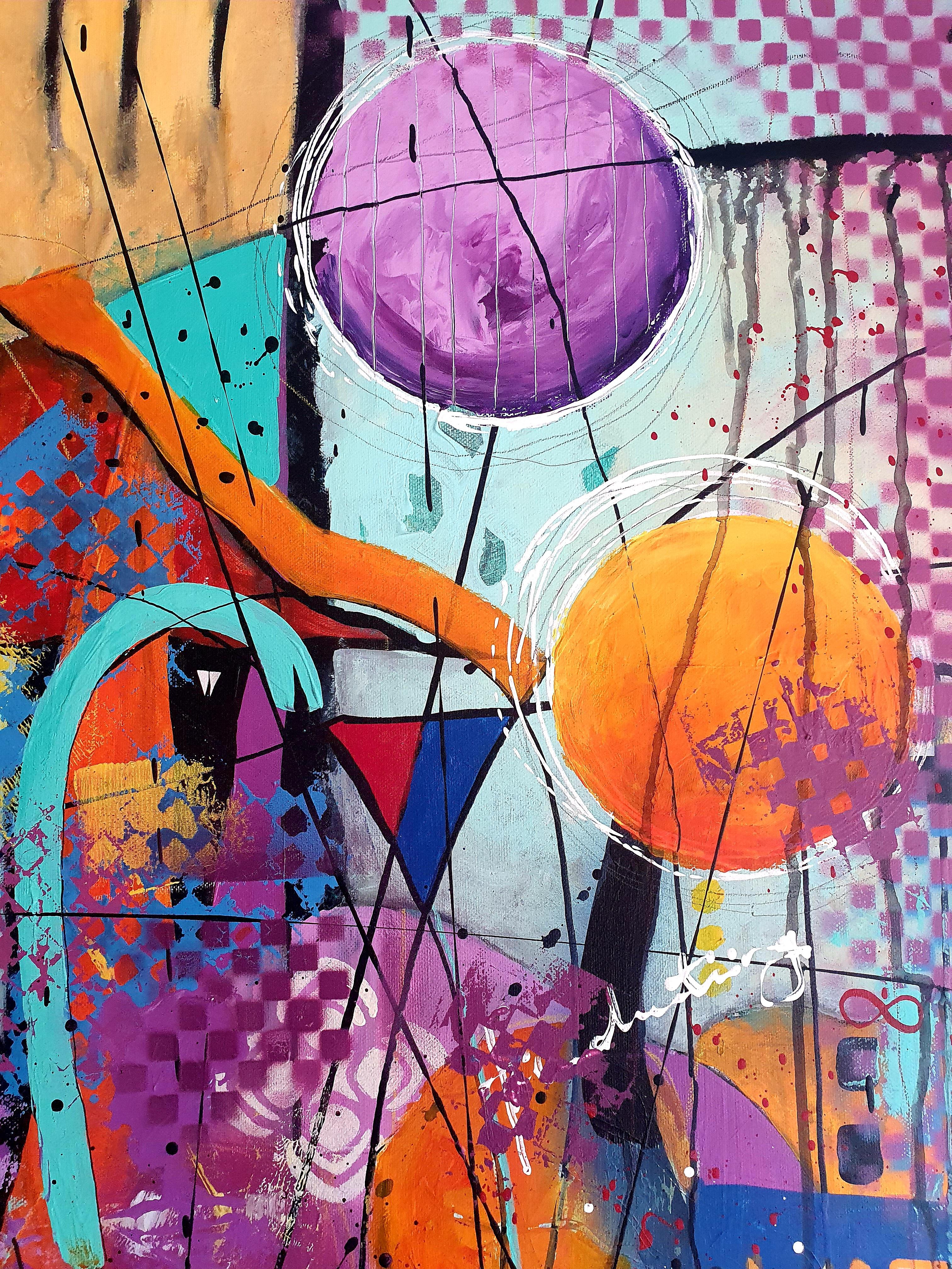 I guardiani della memoria - Pittura astratta - Investimenti colorati contemporanei in vendita 4