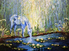 The Water Lily Pond - Blue Horse and Avatar Nature Semi-abstract Peace Stillness