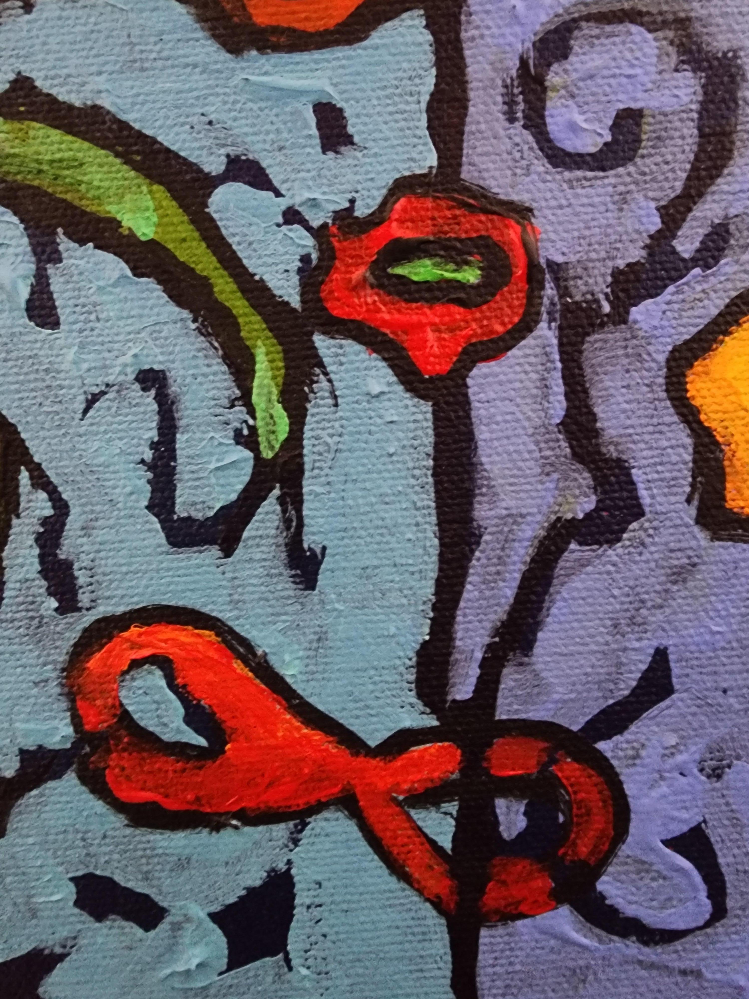 I custodi della saggezza - Gufi figurativi di grande effetto Colore intenso Blues Arte Abbondanza in vendita 11