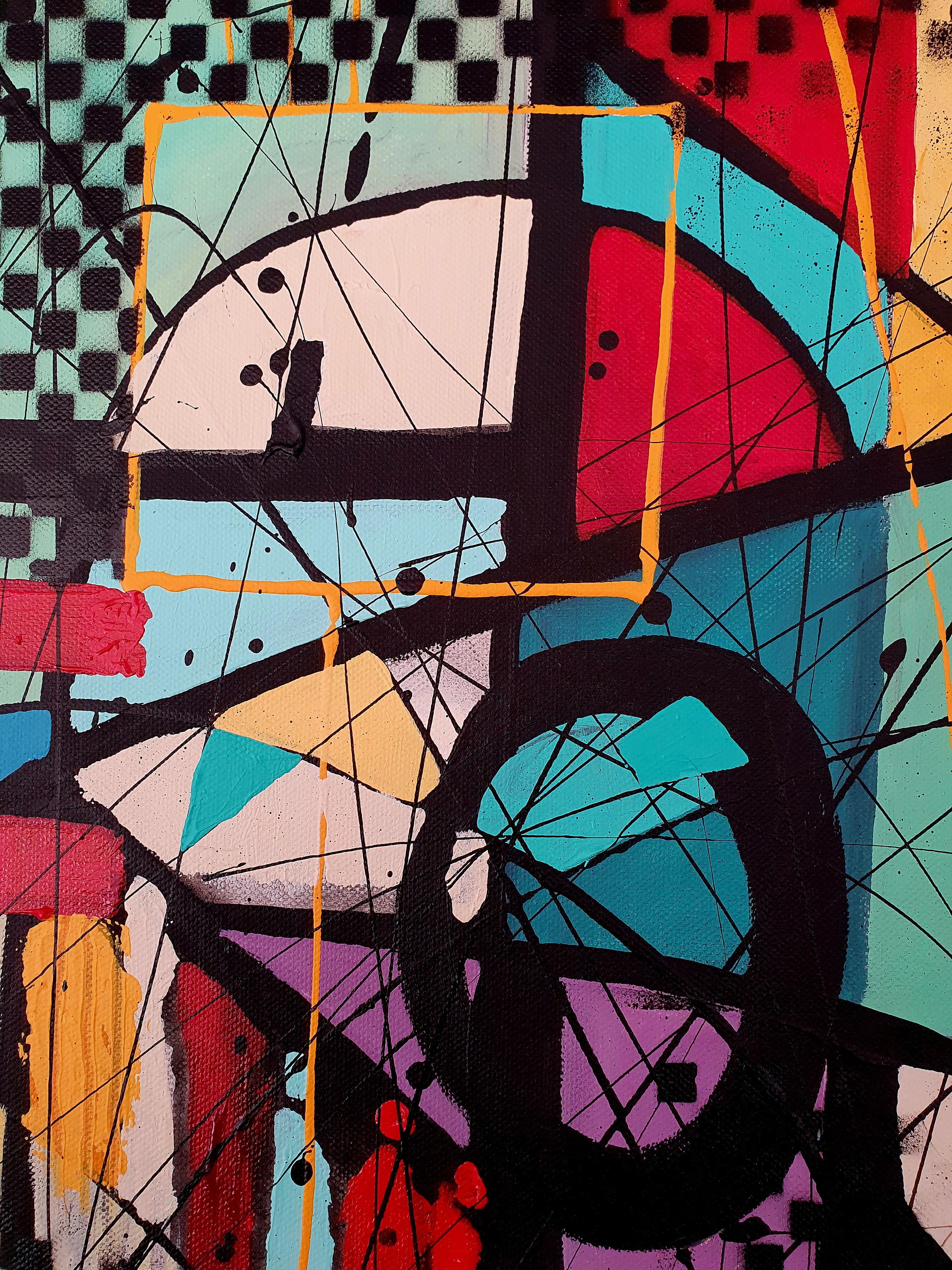 United - Pittura originale Colorful Maximalism Bold Statement Investire opere d'arte - Figurative Painting Nero di Karnish Art