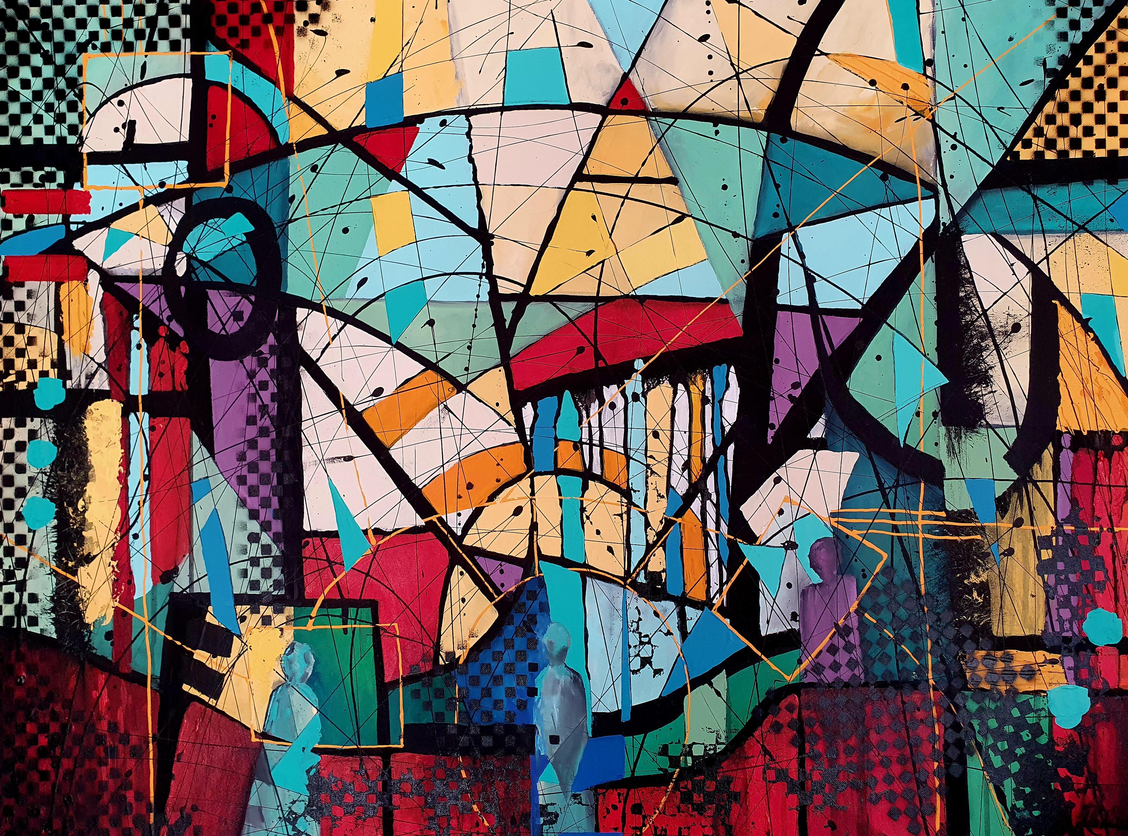 Figurative Painting di Karnish Art - United - Pittura originale Colorful Maximalism Bold Statement Investire opere d'arte