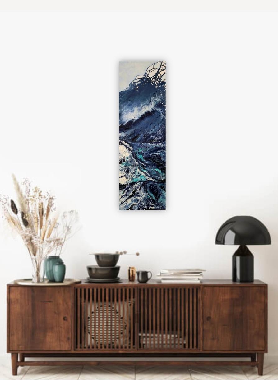 Title: Untamed Ocean
Freedom Sea Blue Peace Flow Energy Abstract Contemporary Artwork

Living close to nature, brings with it the abundance of life. The blue reflects the state of our oceans and all water. The use of fluidity in the paint, portrays