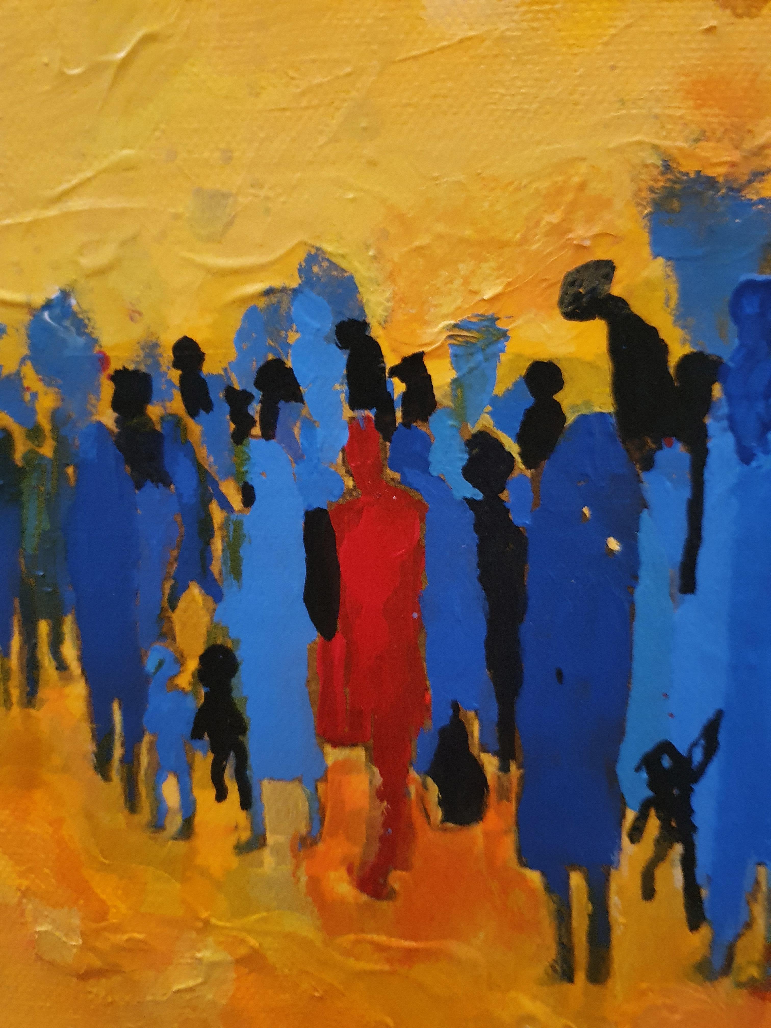 GUERRA - Astratto, audace, pittura, contemporaneo, sorprendente, investimento, umanità - Painting di Karnish Art