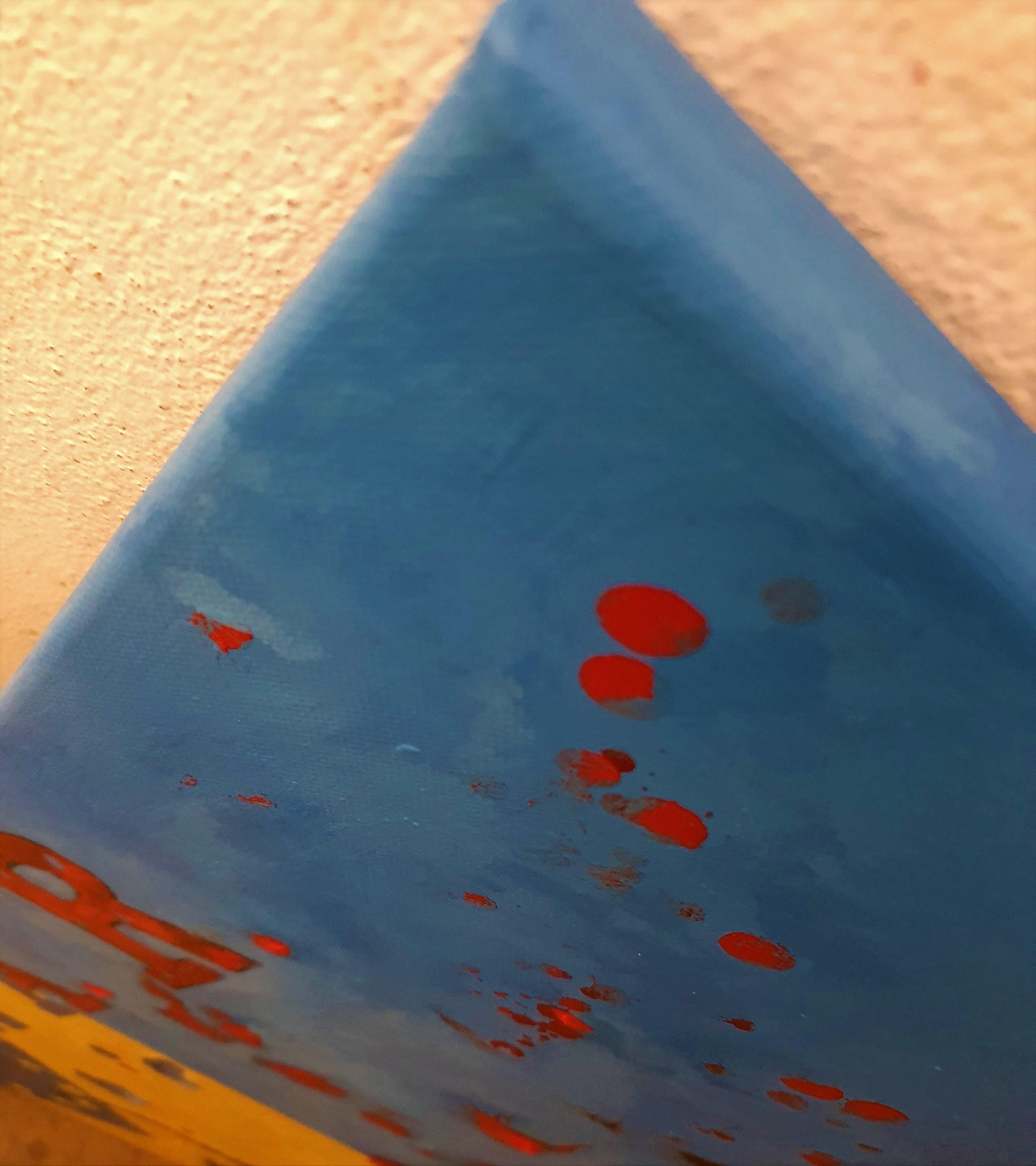 GUERRA - Astratto, audace, pittura, contemporaneo, sorprendente, investimento, umanità - Figurative Painting Blu di Karnish Art