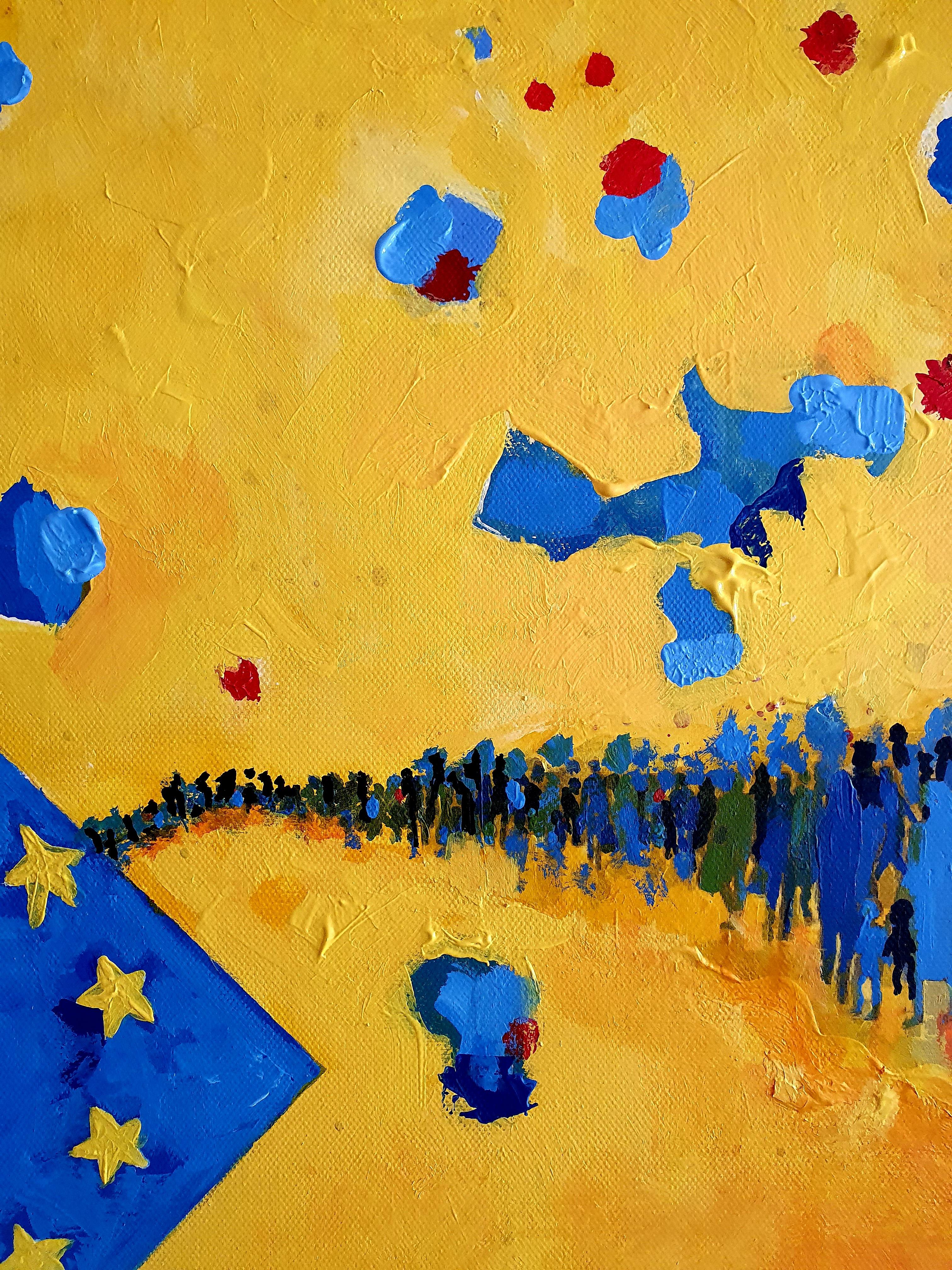 GUERRA - Astratto, audace, pittura, contemporaneo, sorprendente, investimento, umanità in vendita 1