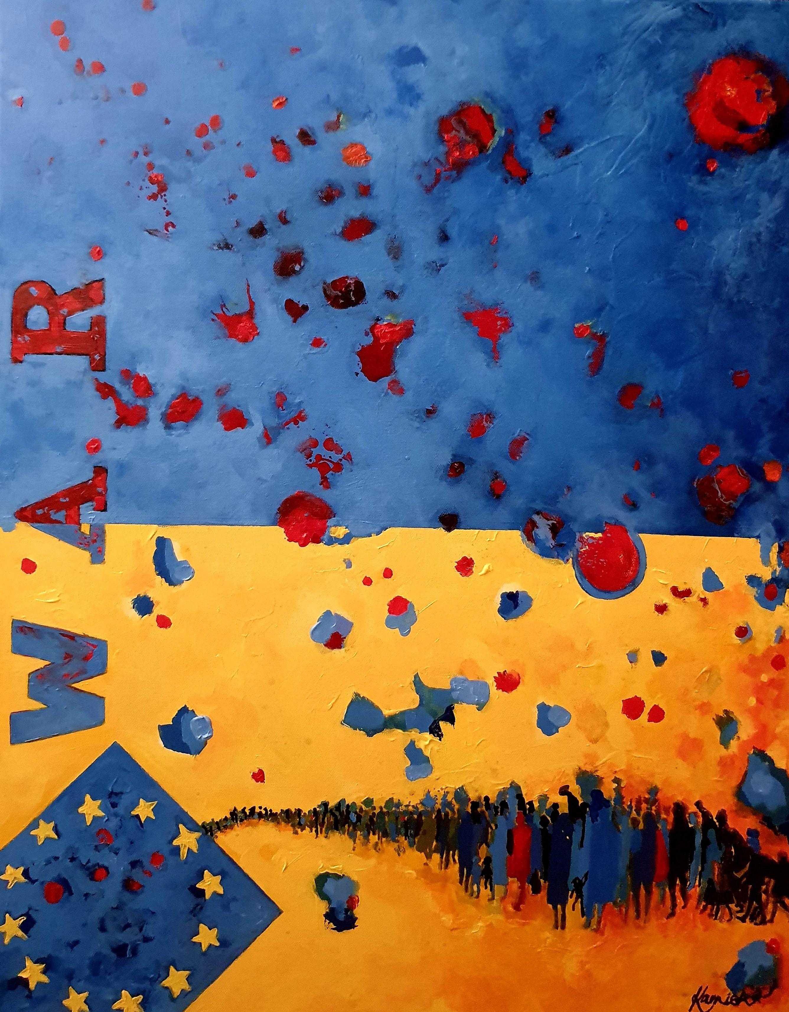 Figurative Painting di Karnish Art - GUERRA - Astratto, audace, pittura, contemporaneo, sorprendente, investimento, umanità