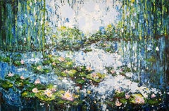 Water Lily Pond - Monet Blue Willow Stillness Green Impressionist Nature Floral