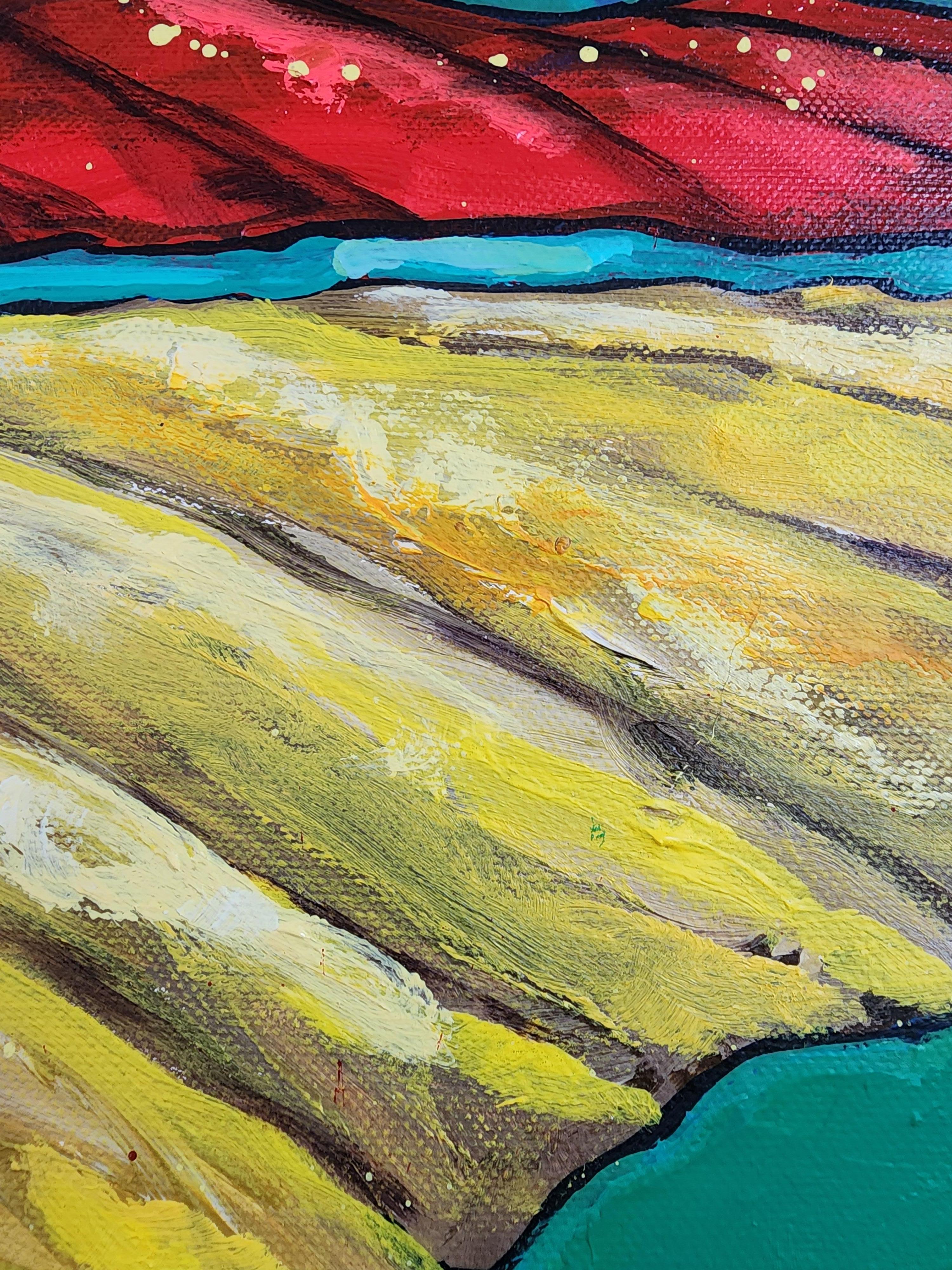 Wheatfield Flower Wonder - Delicia Floral de Colores Invertir Alegría Inspirada en Van-Gogh - Painting Expresionismo abstracto de Karnish Art