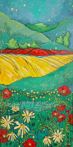Wheatfield Flower Wonder - Delizia floreale colorata che investe la gioia ispirata da Van-Gogh