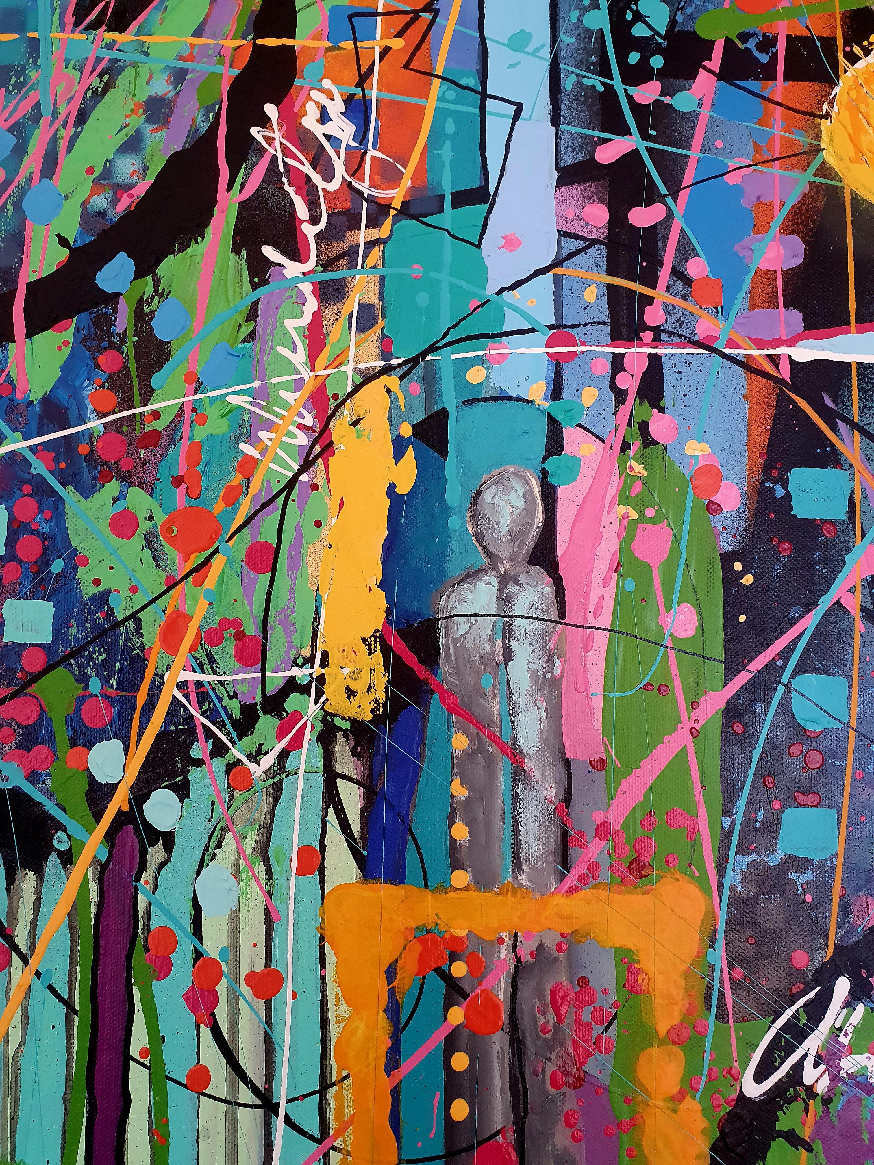 Wild Abundance - Opera d'arte colorata di grandi dimensioni, bella e espressionista - Painting di Karnish Art