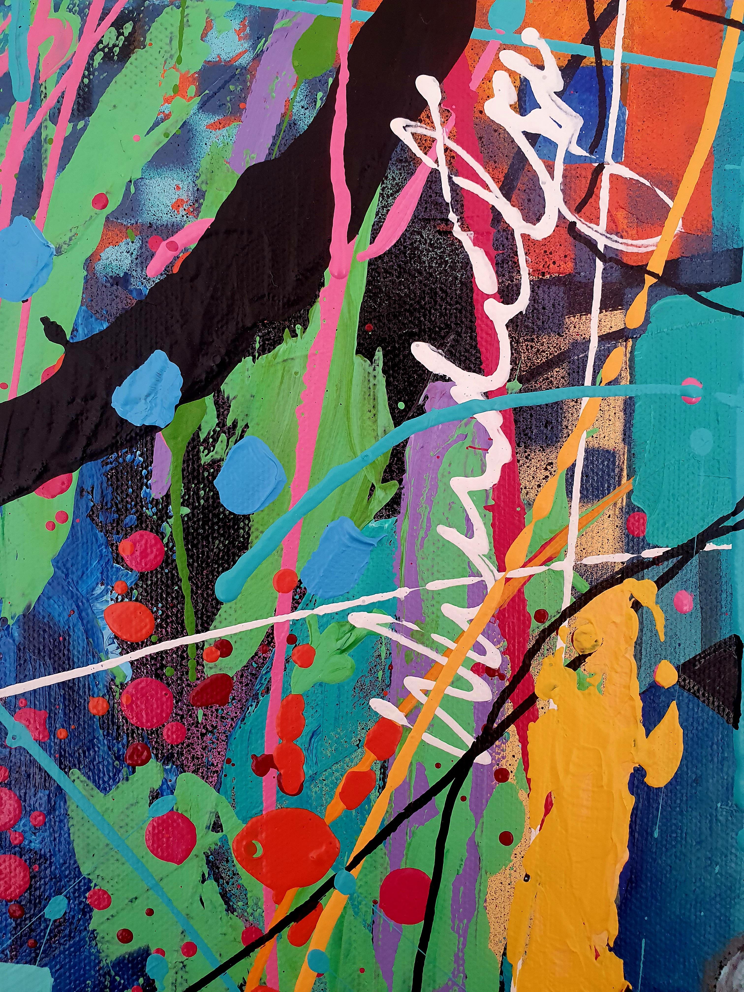 Wild Abundance - Opera d'arte colorata di grandi dimensioni, bella e espressionista - Painting Espressionista di Karnish Art