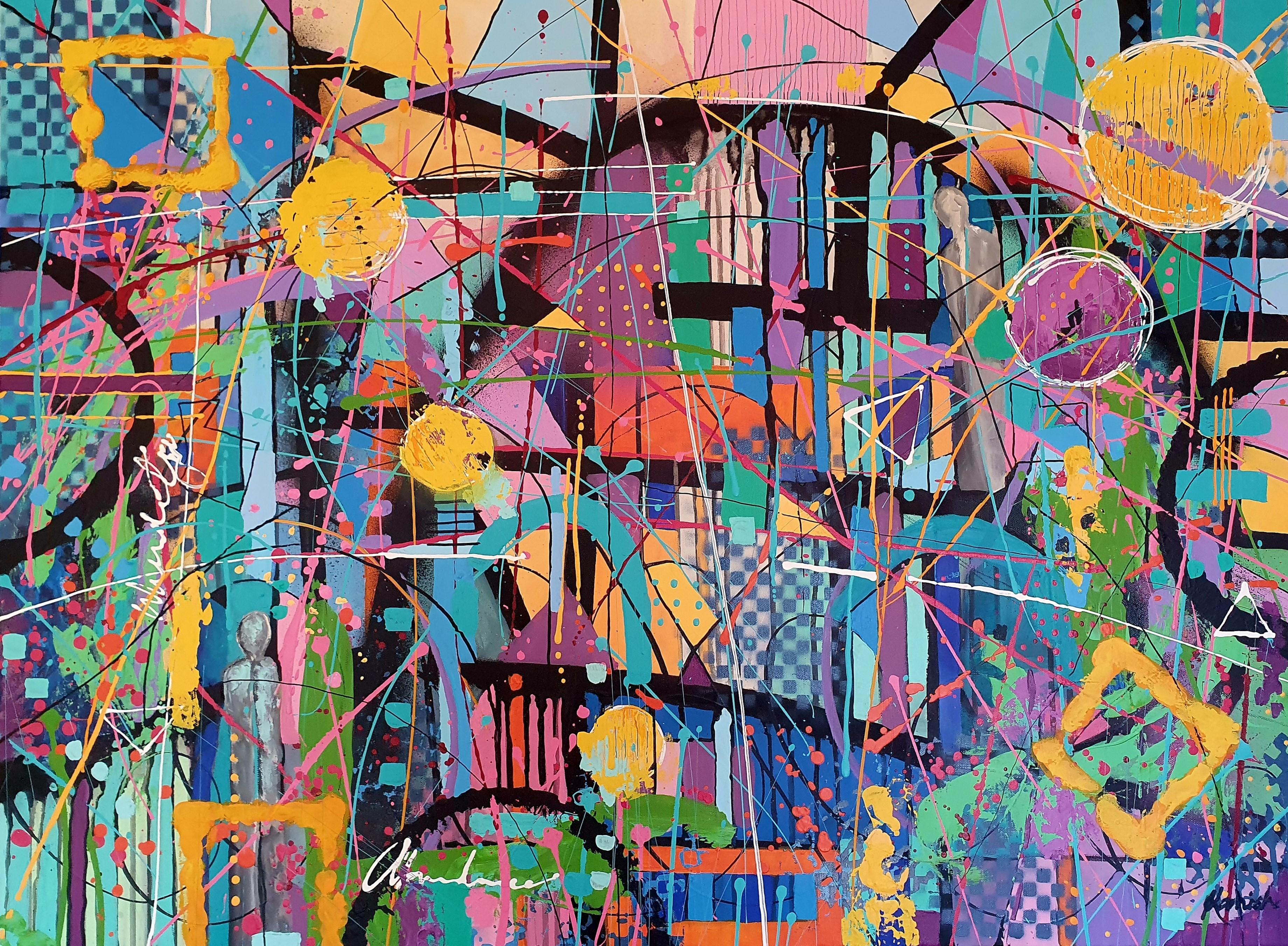 Wild Abundance - Opera d'arte colorata di grandi dimensioni, bella e espressionista