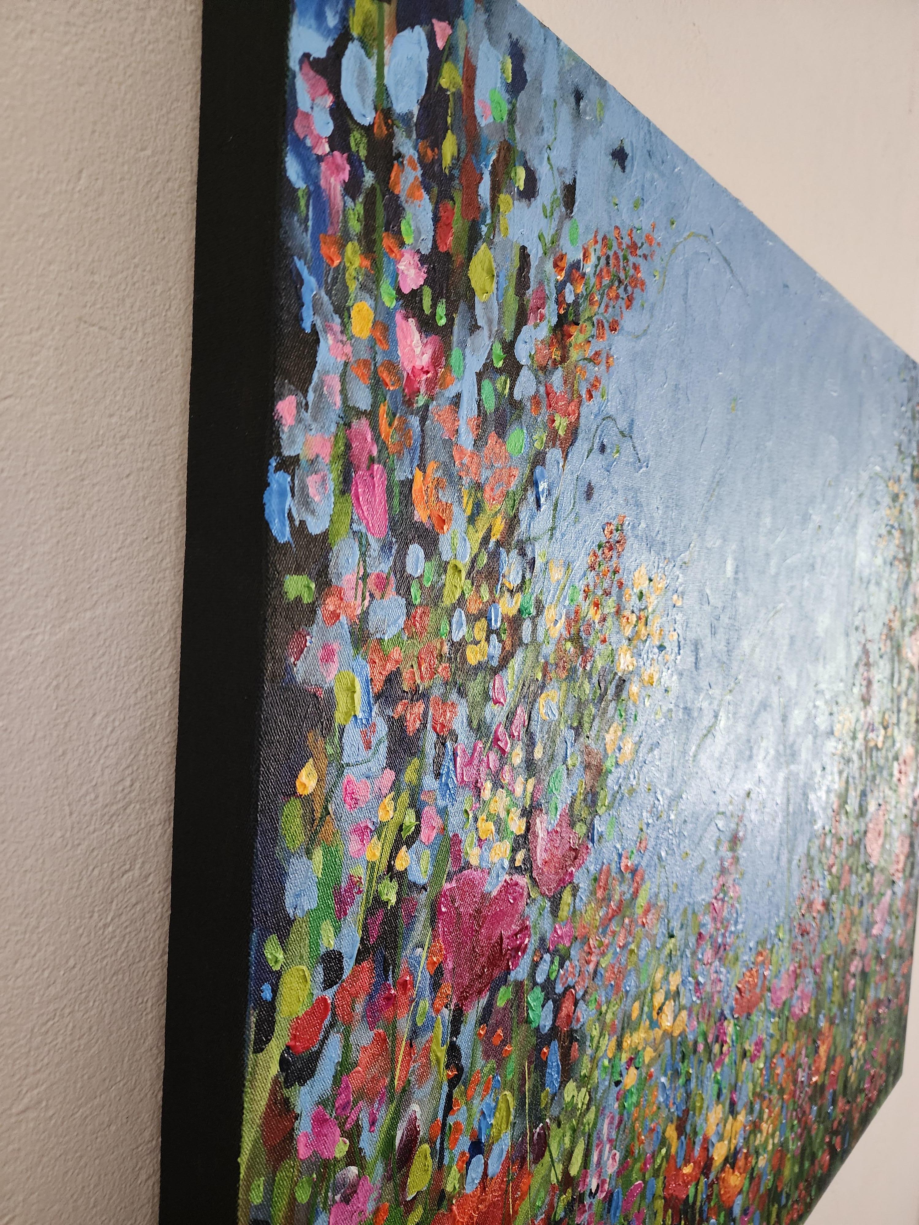Célébration des fleurs sauvages - Peinture aux couleurs abondantes et florale « Mother Earth Striking » en vente 6