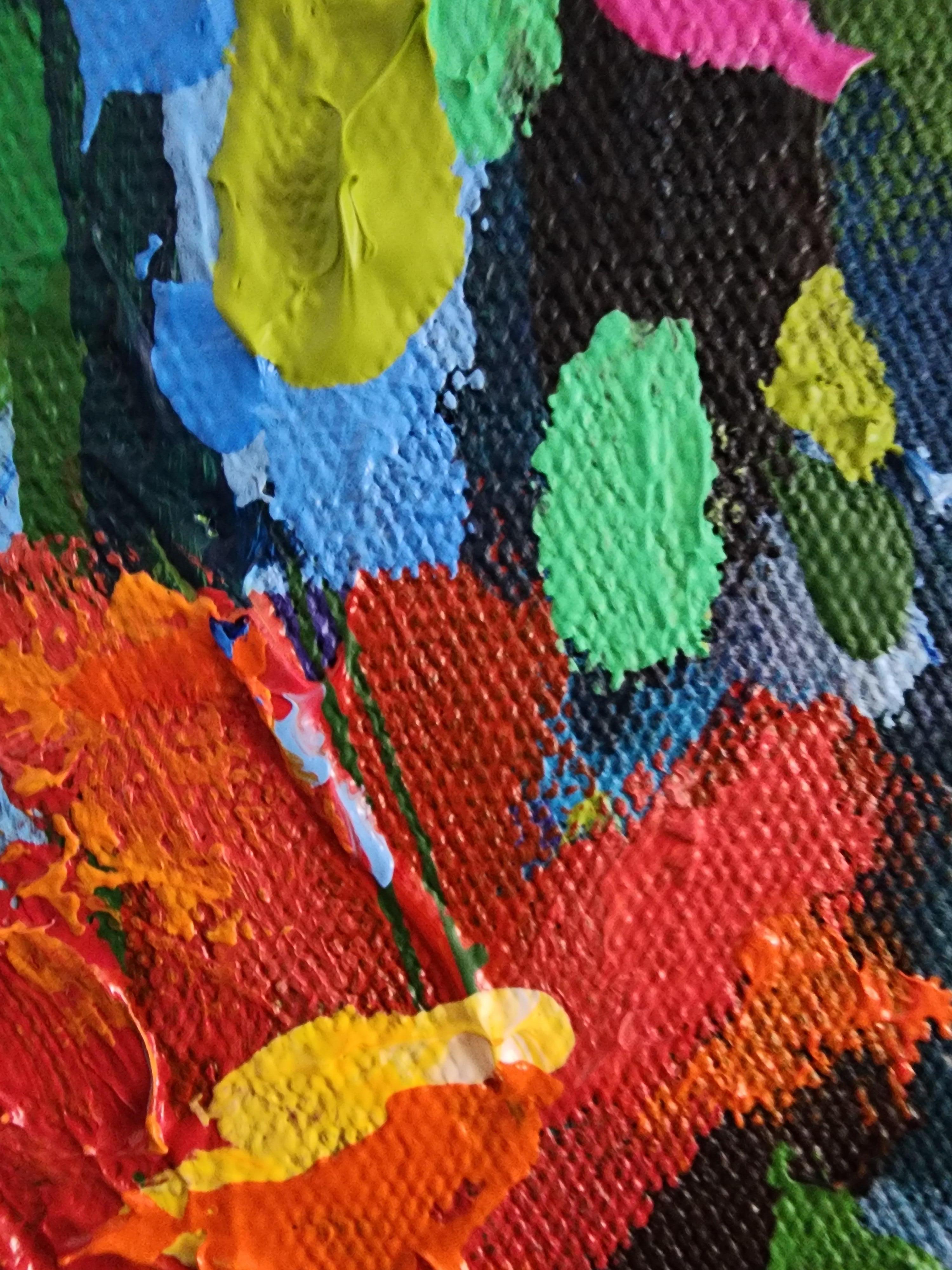 Célébration des fleurs sauvages - Peinture aux couleurs abondantes et florale « Mother Earth Striking » en vente 8