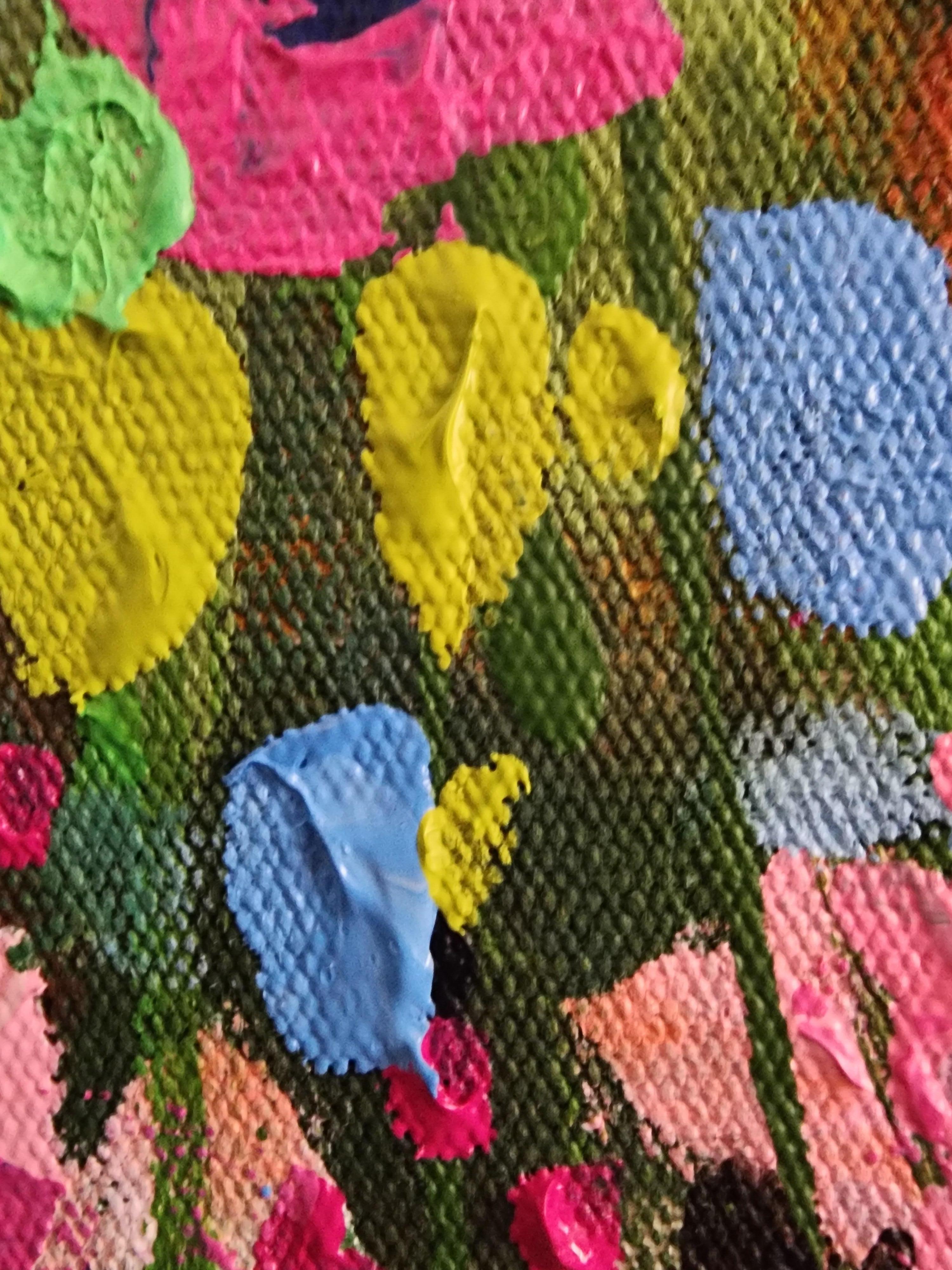 Célébration des fleurs sauvages - Peinture aux couleurs abondantes et florale « Mother Earth Striking » en vente 11