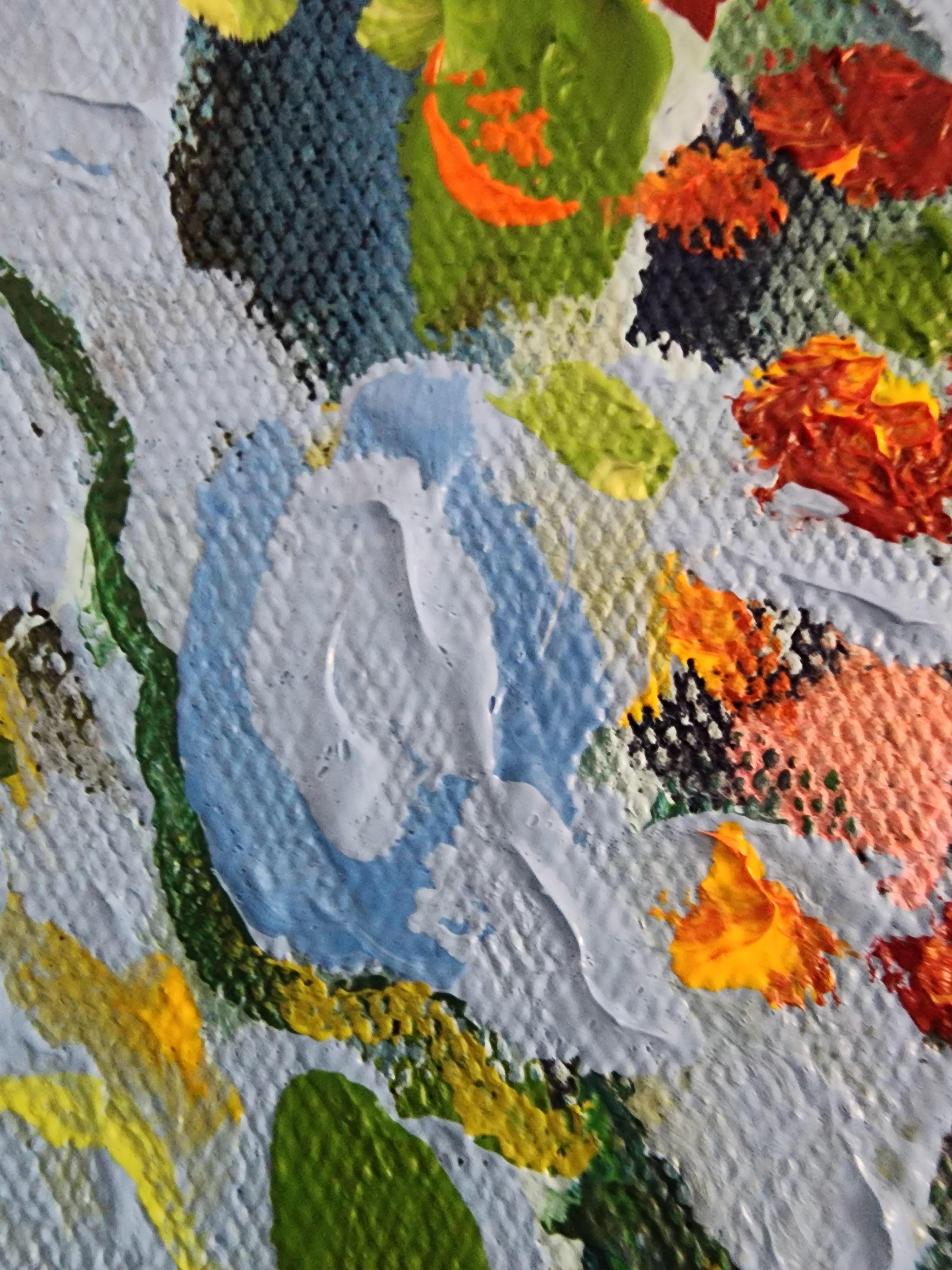 Célébration des fleurs sauvages - Peinture aux couleurs abondantes et florale « Mother Earth Striking » en vente 13