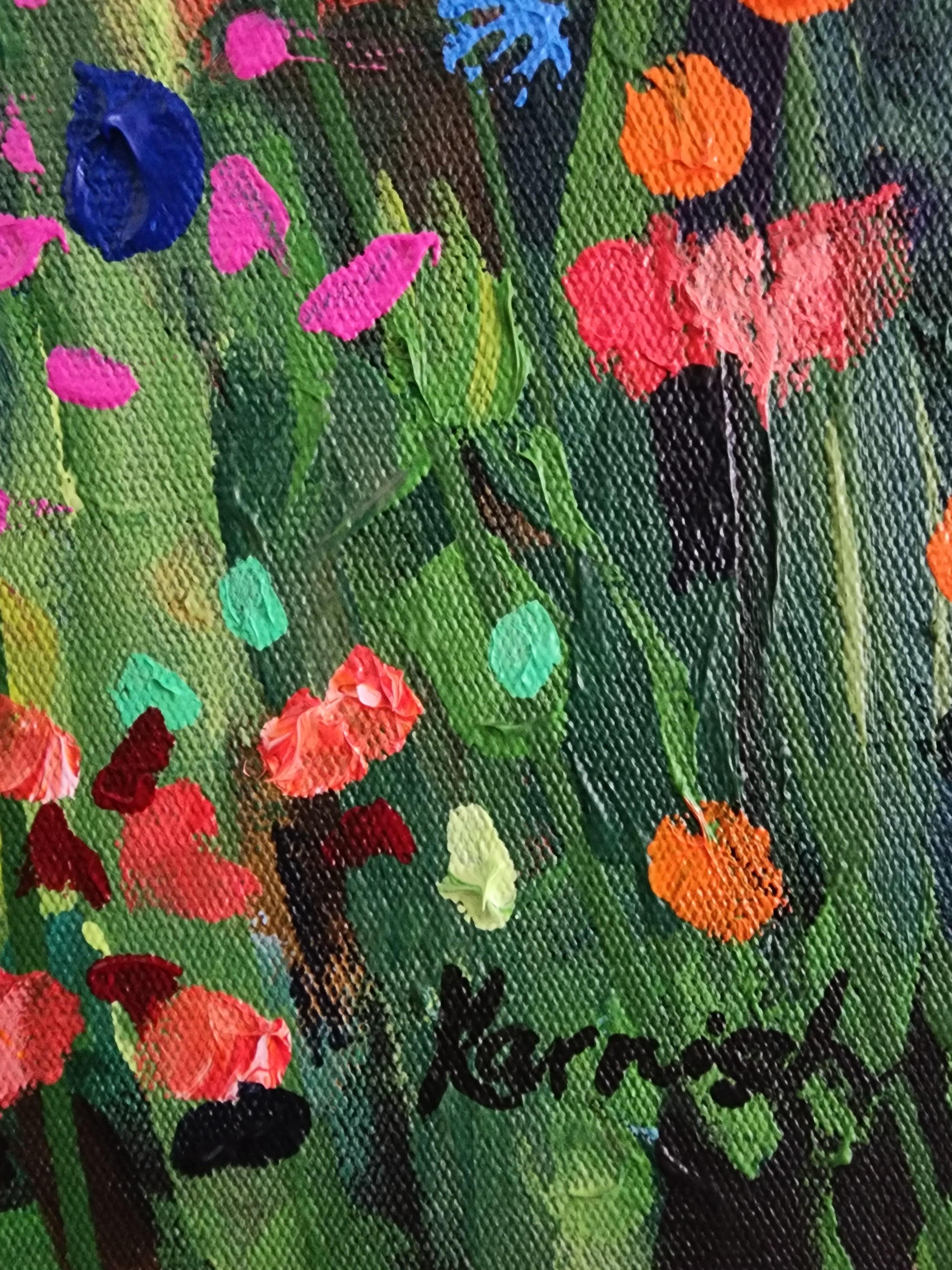 Célébration des fleurs sauvages - Peinture aux couleurs abondantes et florale « Mother Earth Striking » en vente 2