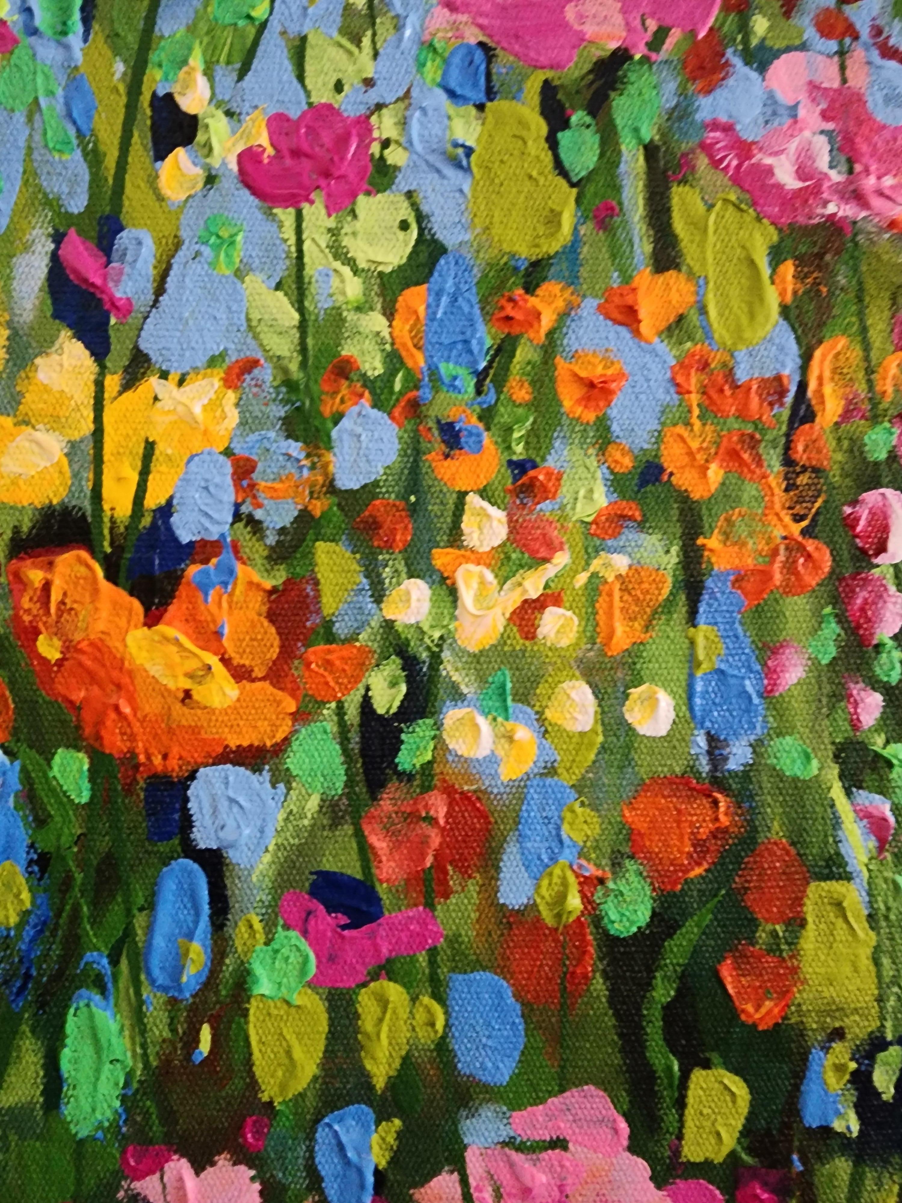 Célébration des fleurs sauvages - Peinture aux couleurs abondantes et florale « Mother Earth Striking » en vente 3