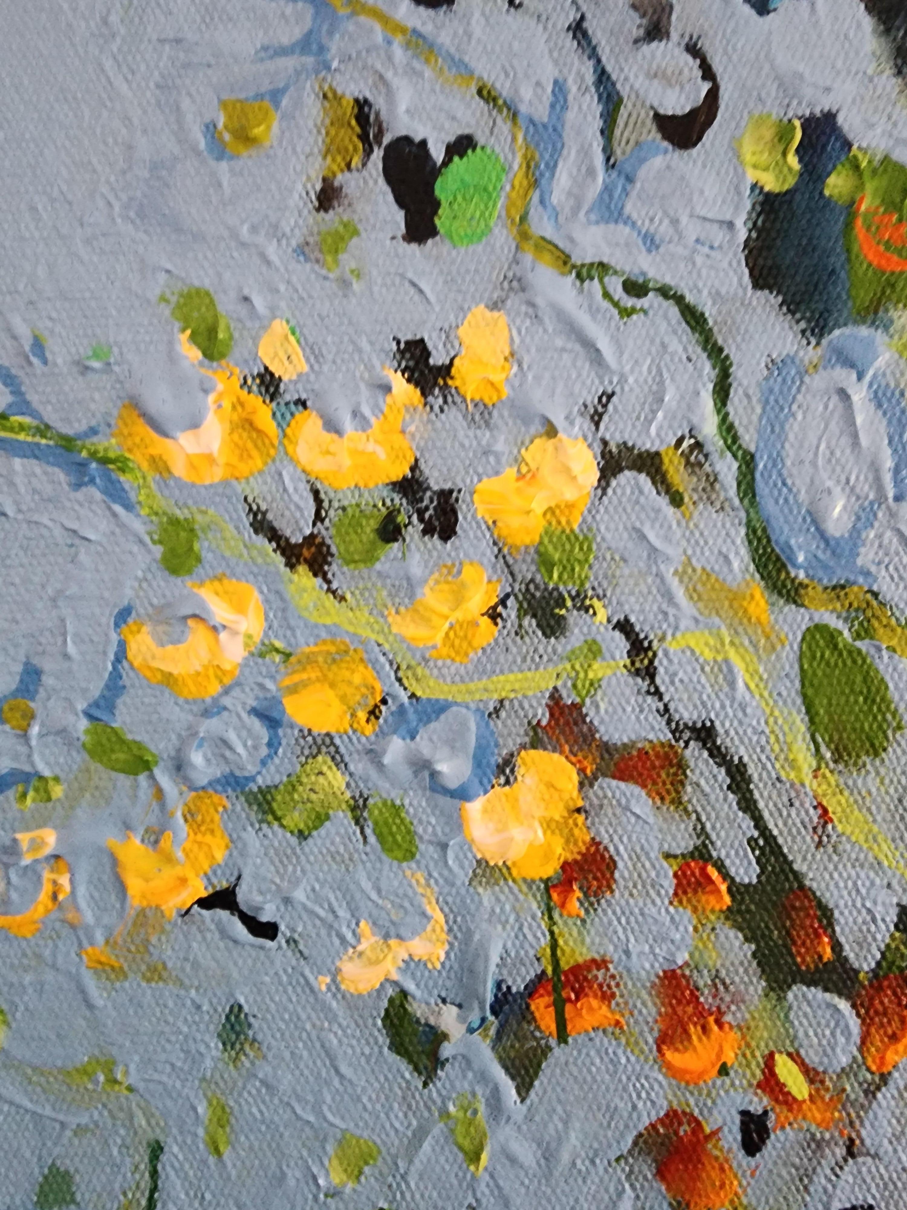 Célébration des fleurs sauvages - Peinture aux couleurs abondantes et florale « Mother Earth Striking » en vente 4