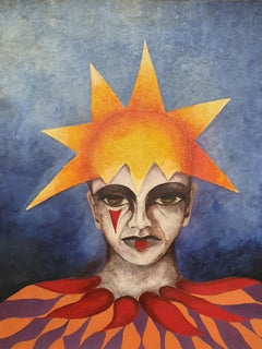 Ziggy Stardust - Portrait Emotion Mask Face Intense Futuristic Modern Colorful 