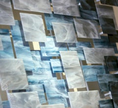 Arctic, Abstrakte 3D-Wandskulptur aus Originalglas und Metall, modernes Design