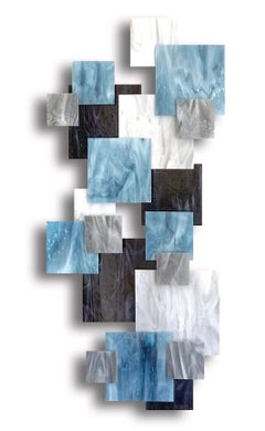 Ártico, Arte Abstracto, Escultura de Pared Moderna Original de Vidrio y Metal
