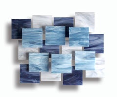 Arctic, Abstract 3D Original Glass and Metal Wall Sculpture, Modern Art