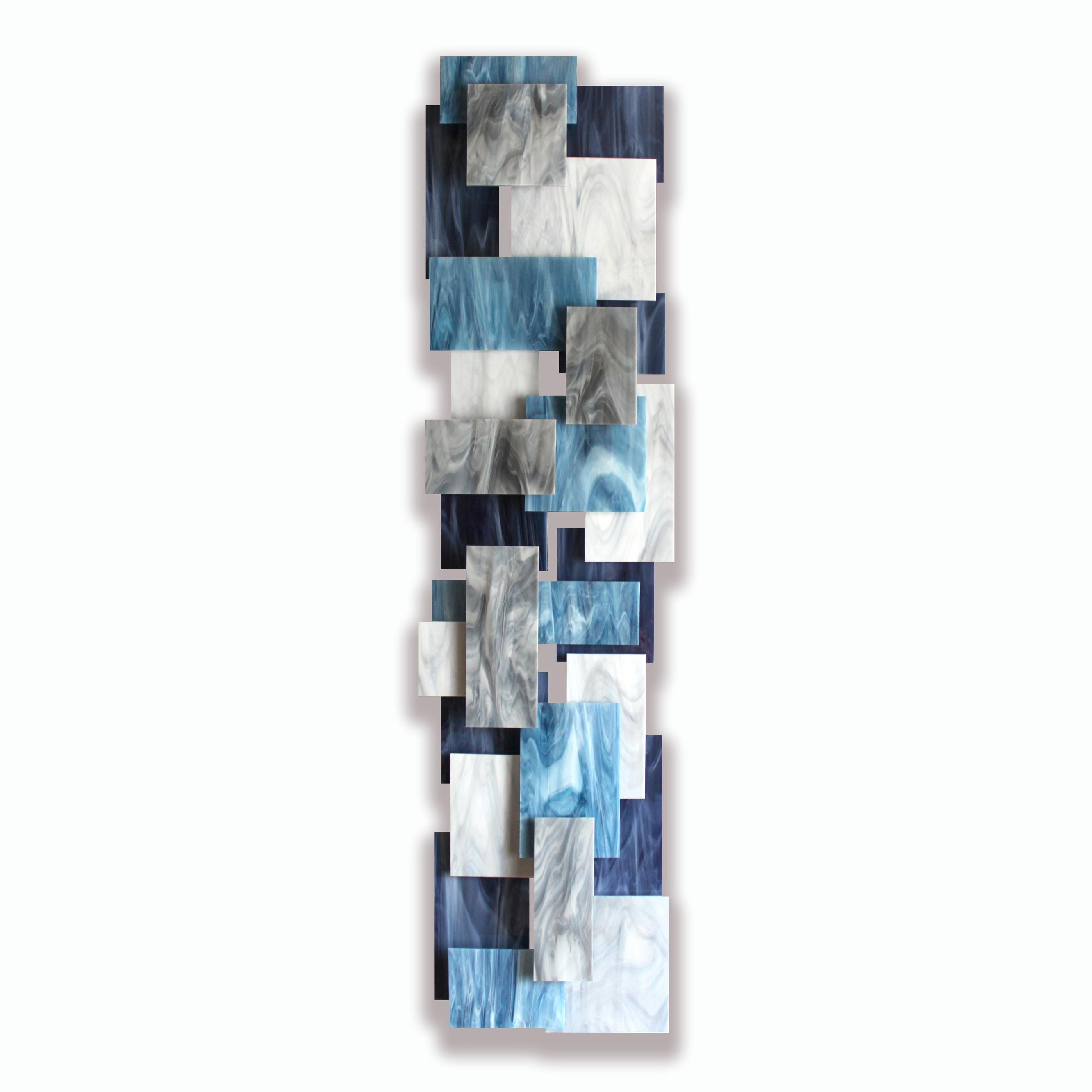 Ártico, Escultura de pared original de vidrio y metal, Moderna, hecha a mano