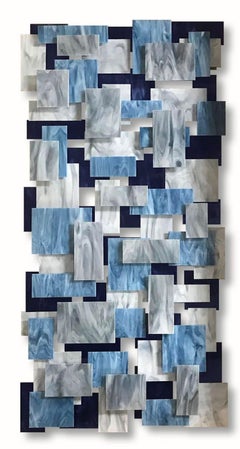 Sculpture murale d
origine en verre et métal Arctic Vert, Art abstrait 3D