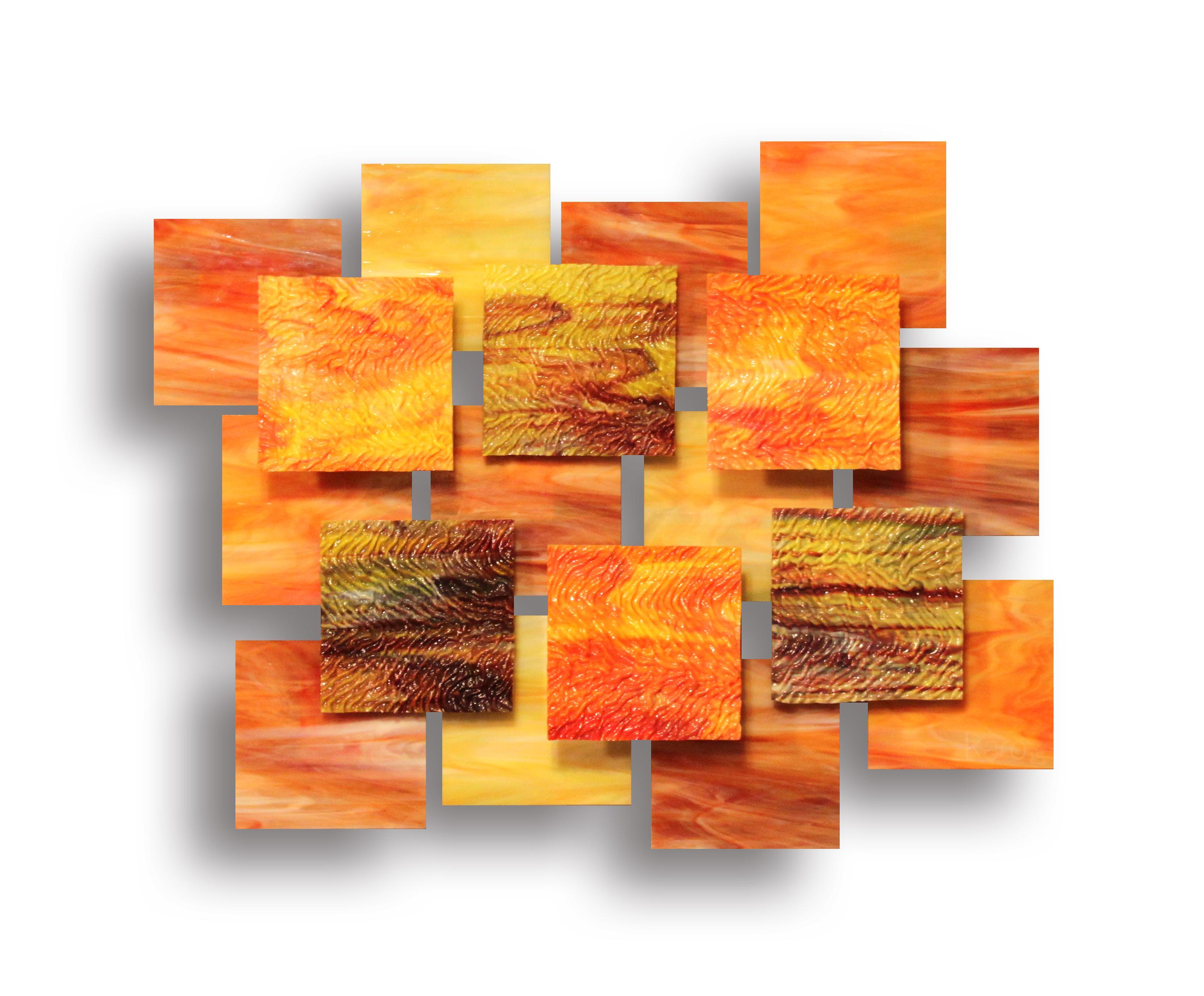 Autumn, Abstract Art, Original Glass and Metal Wall Sculpture