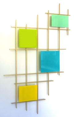 Axial, Abstract 3D Original Glass and Metal Wall Sculpture, Modern Design