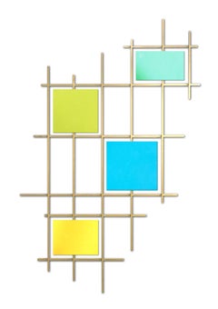 Axial, Abstract, Original Glass and Metal Wall Sculpture, Modern