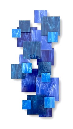 Cascade, Abstract 3D Original Glass and Metal Wall Sculpture, Modern Design