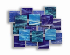 Cascade, Abstract 3D Original Glass and Metal Wall Sculpture, Modern Design