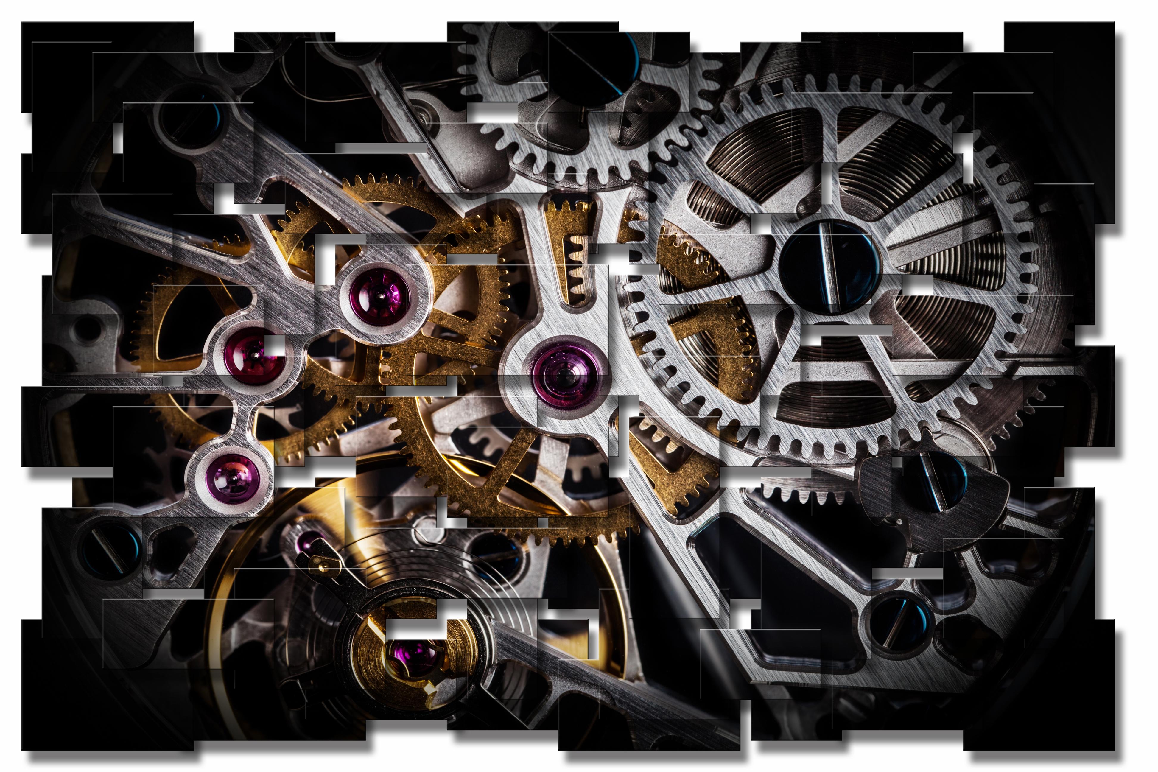 Abstract Sculpture Karo Martirosyan - Clockwork, Modernity, Original Metal Wall Sculpture, contemporary Ready to Hang