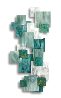 Koralle, abstrakte 3DOriginal-Wandskulptur aus Glas und Metall, modernes Design