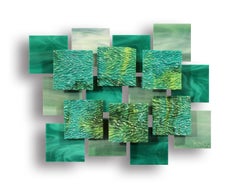 Coral, Abstract 3D Original Glass and Metal Wall Sculpture, Modern art