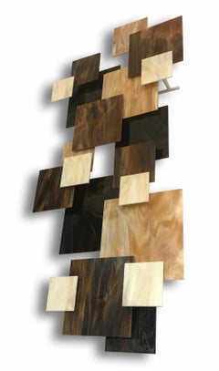 Cosmos, Art abstrait, sculpture murale originale en verre et métal