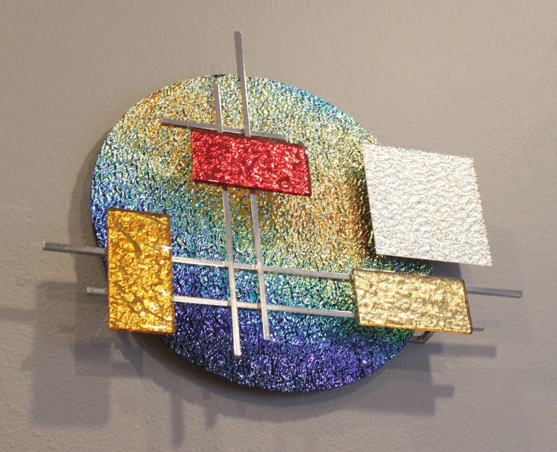 Dichro, sculpture murale originale en verre et métal abstrait en 3D - Sculpture de Karo Martirosyan