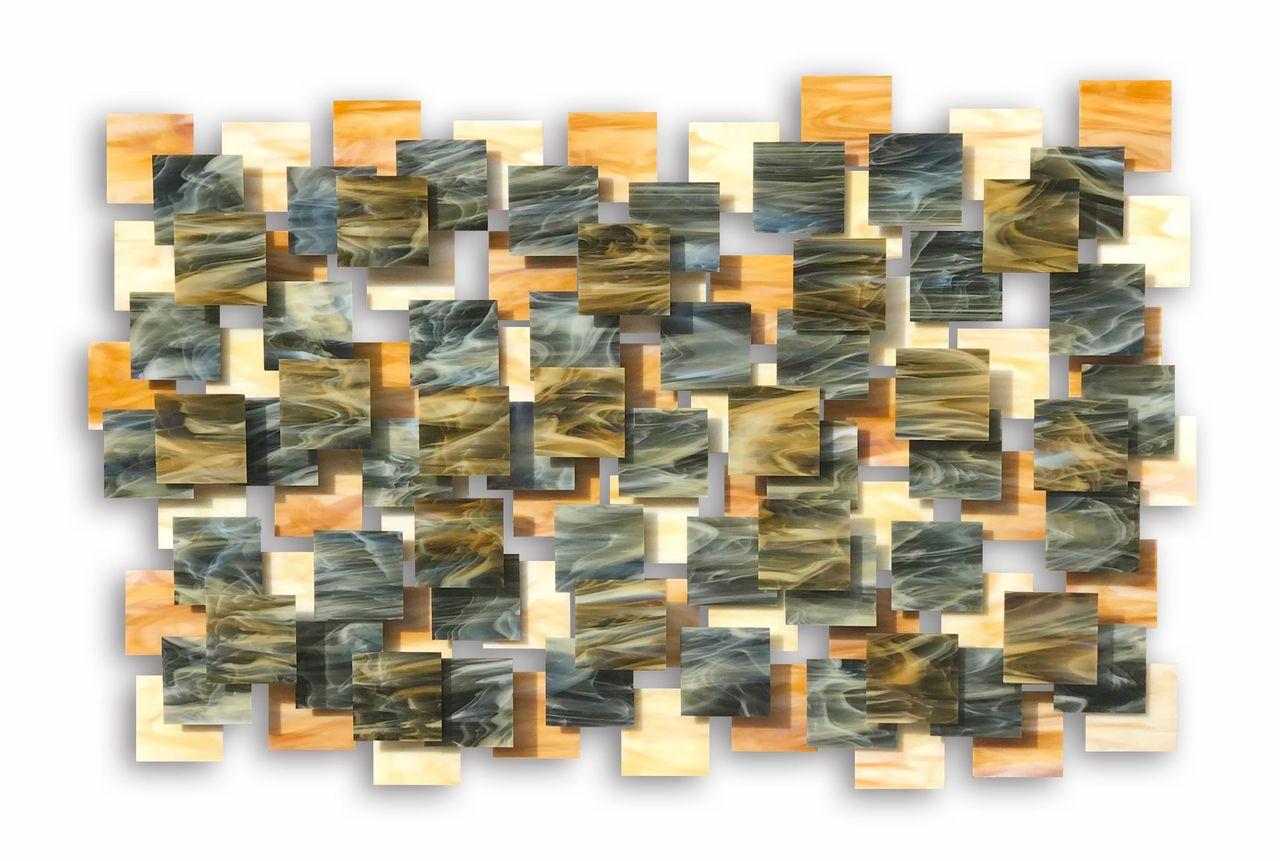 Dunes, Abstrakte moderne 3D-Kunst Original-Wandskulptur aus Glas und Metall