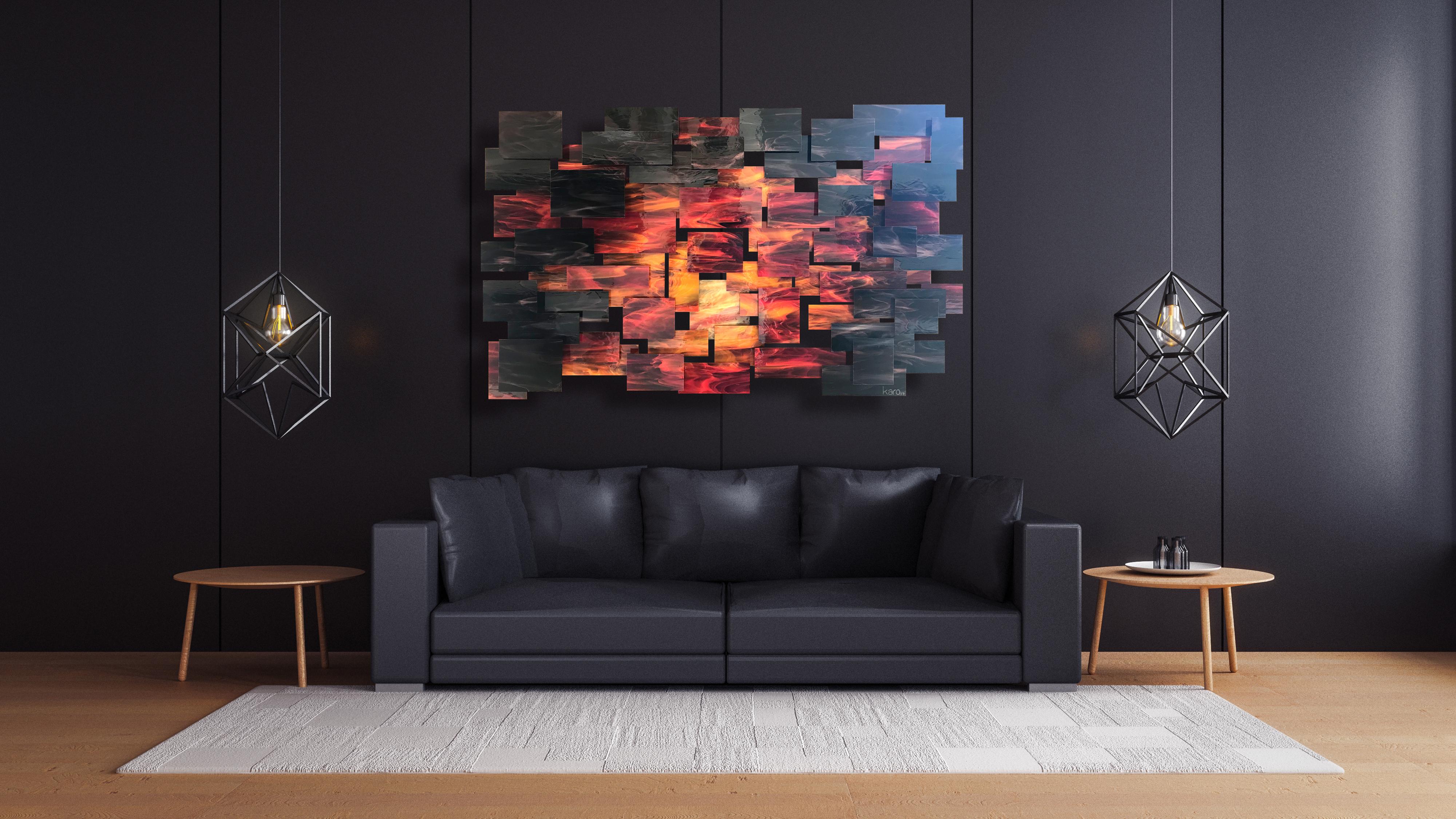 Künstler: Karo Martirosyan, 
Arbeiten: Original Kunstwerk, 
Medium: Glas und Metall Wandskulptur,
Jahr: 2022
Stil: Zeitgenössische Kunst, 
Thema: Abenddämmerung,
Größe: 29