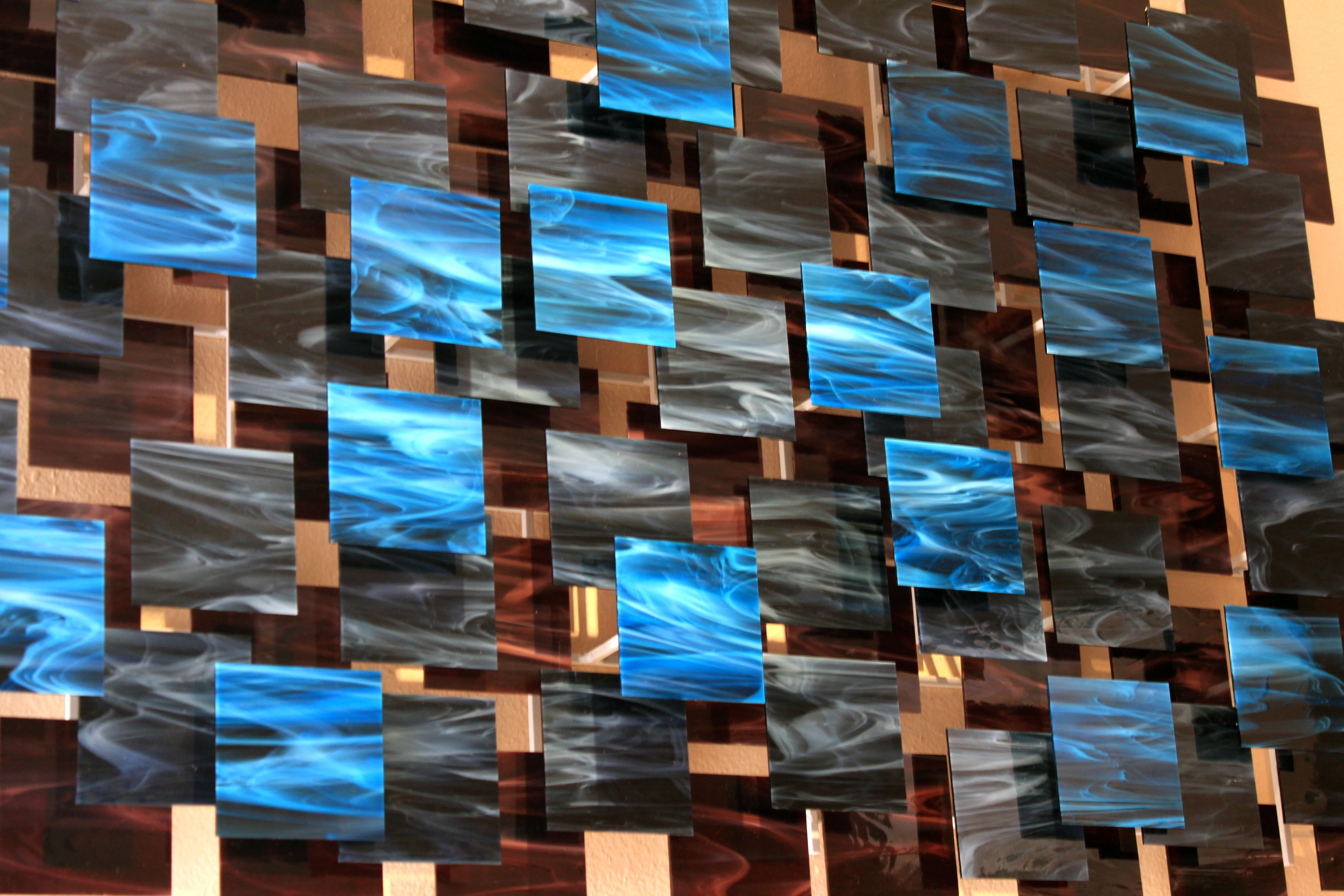 Electric, Abstract Modern 3D Art Original Glass and Metal Wall Sculpture - Black Abstract Sculpture by Karo Martirosyan