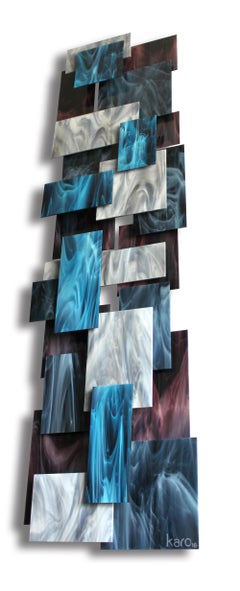 Escultura mural abstracta 3D original de vidrio y metal, única en su especie