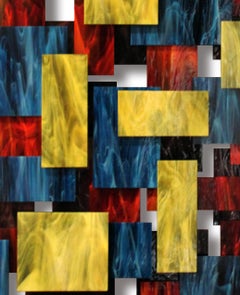 Elevate, Abstract Art 3D Original Glass and Metal Wall Sculpture, Handmade