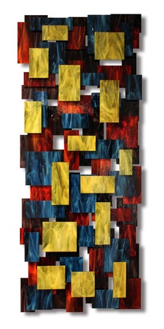 Elevate, Abstract 3D Original Glass and Metal Wall Sculpture, Handmade