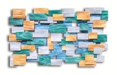 Encantada, Arte Abstracto 3D Original Escultura mural de vidrio y metal, arte moderno