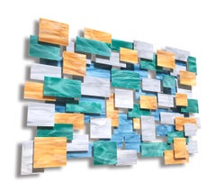 Enchanted, Abstract 3D Original  Glass and Metal Wall Sculpture, modern art