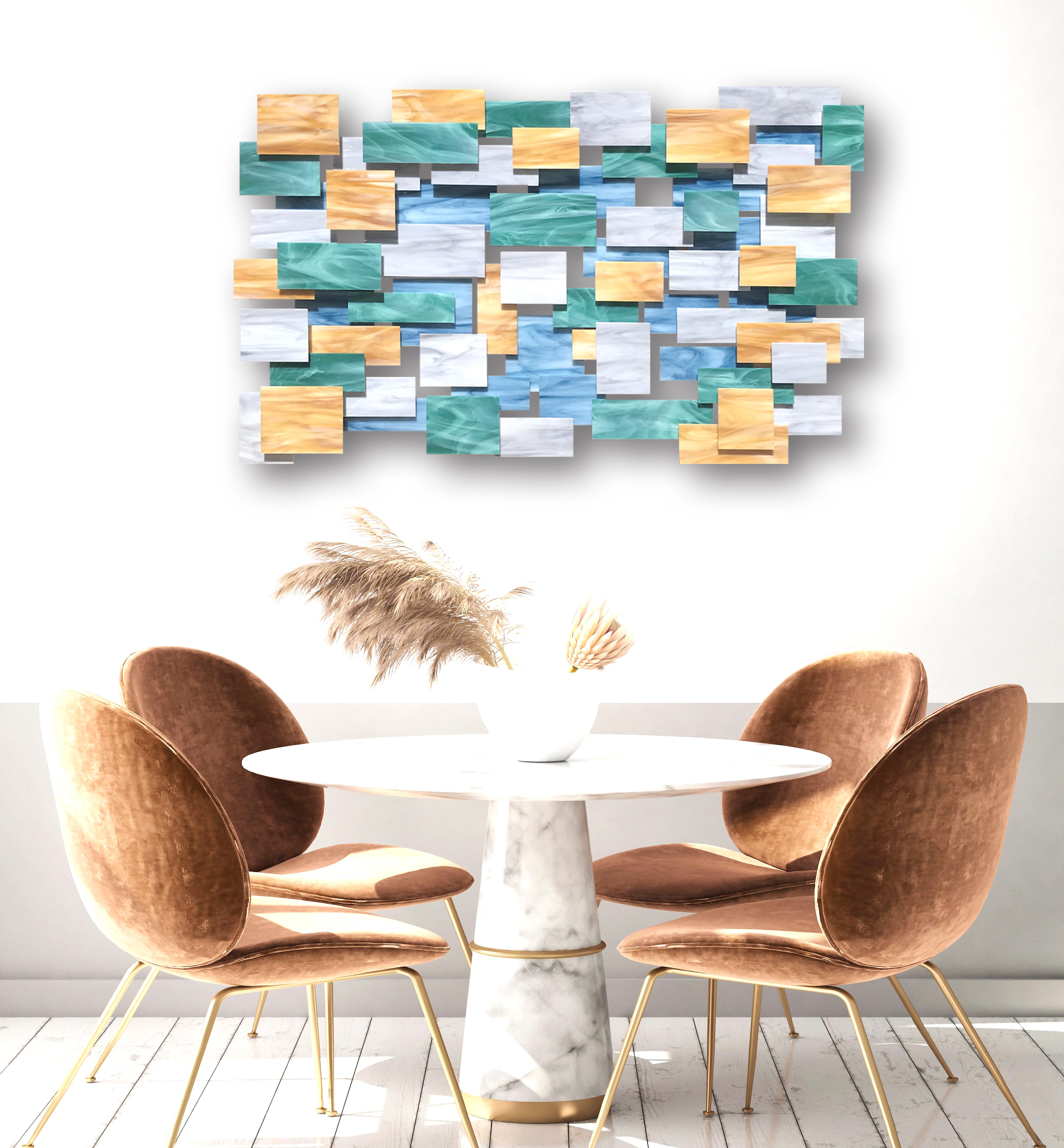 Enchanted, Abstract 3D Original  Glass and Metal Wall Sculpture, modern art For Sale 2