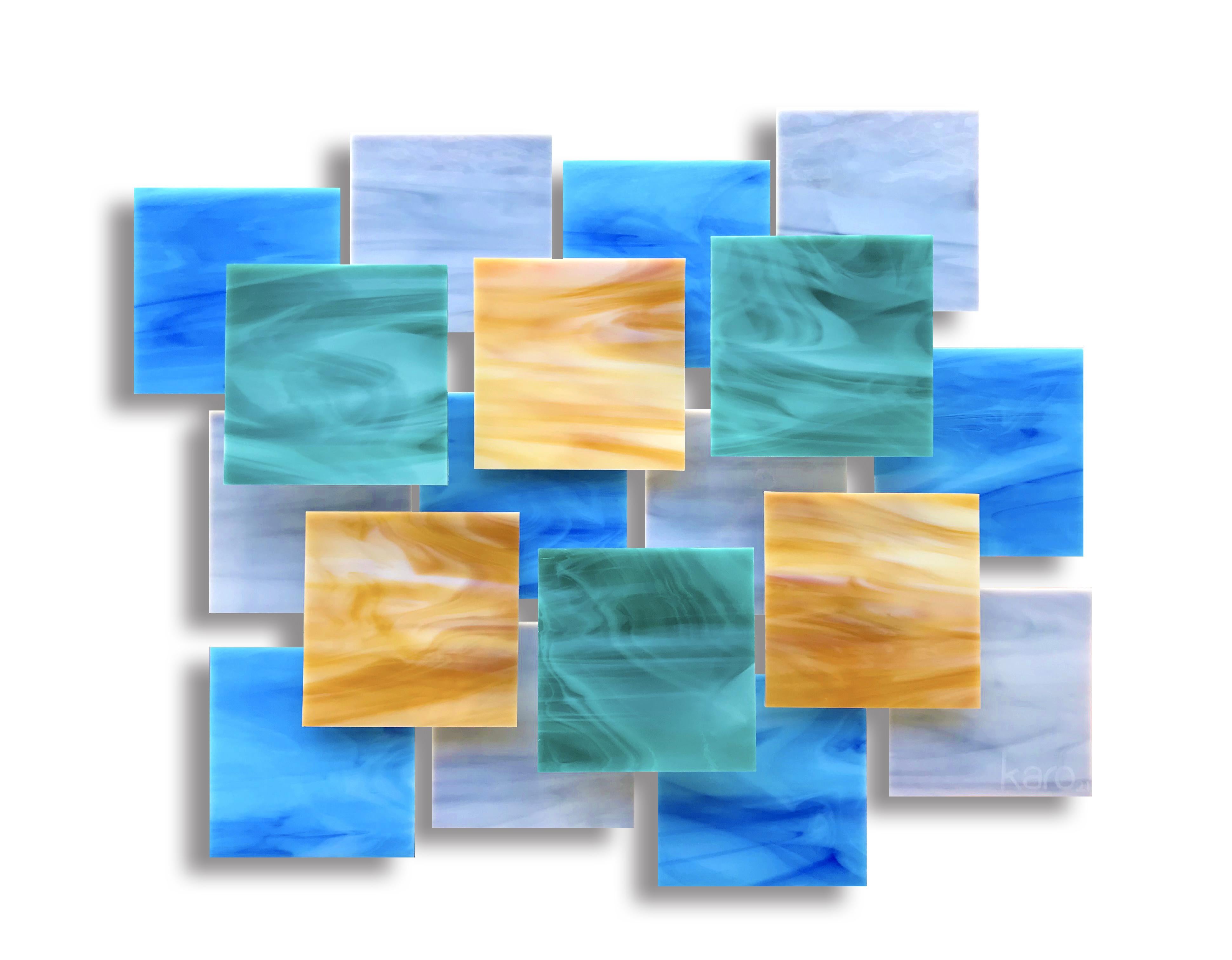 Karo Martirosyan Abstract Sculpture - Enchanted, Abstract 3D Original  Glass and Metal Wall Sculpture, modern design